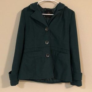 Jack Dark Green Hooded Peacoat